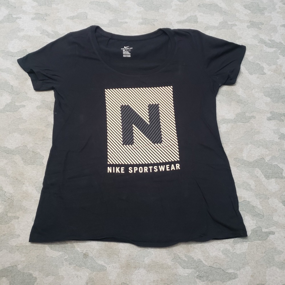 Nike Sportswear Top Womens Medium Black Short Sleeve